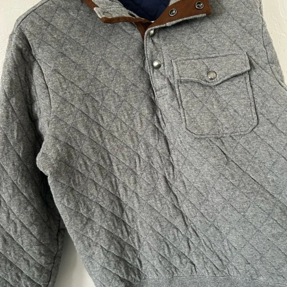 🔥 POLO Ralph Lauren Quilted‎ SYNCHILLA 4 Snap Pullover Sweater - Charcoal Grey